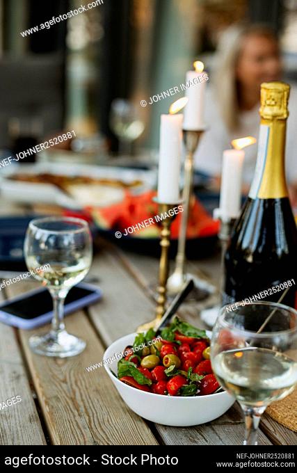 Food and drinks on table