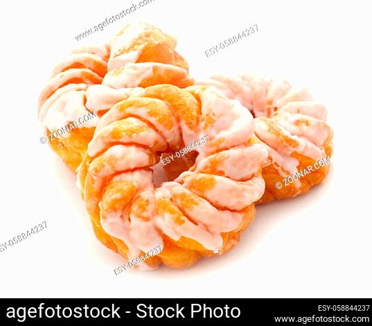 Three French Crullers Isolated On White