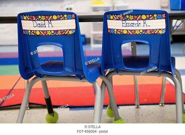 Two chairs in a primary school
