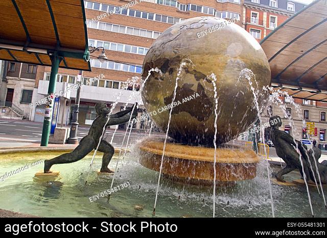 Earth Globe Fountain at Plaza de España, Valladolid, Spain, Europe