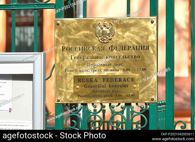 The Consulate General of the Russian Federation in Karlovy Vary, Czech Republic, pictured on April 20, 2021. Russian secret service GRU members were involved in...