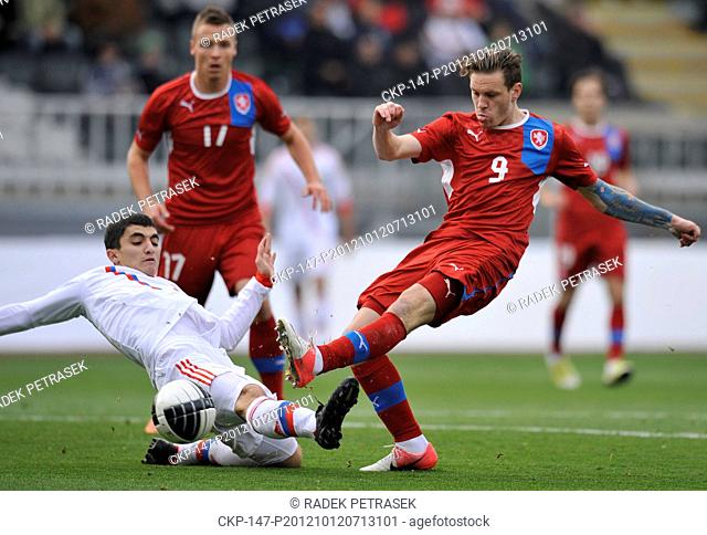 The first under-21 Euro qualification playoff match Czech Republic vs Russia in Jablonec nad Nisou, Czech Republic, on Friday, October 12