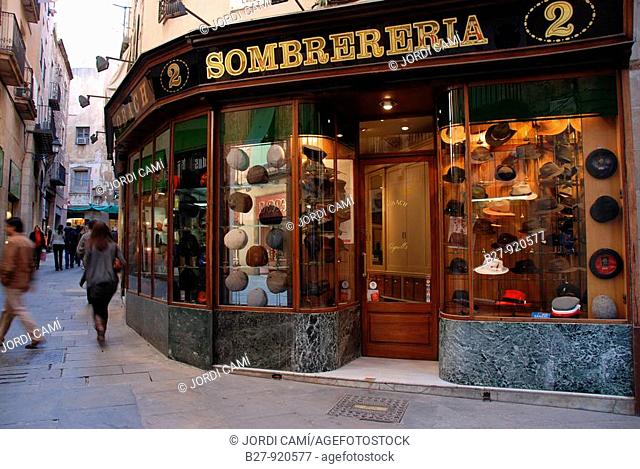 'Sombrereria Obach' Carrer del Call  The Call street  The Major Call  Medieval Jewish Quarter, 12th-14th centuries  Barcelona city  Catalonia  Spain  The Call...