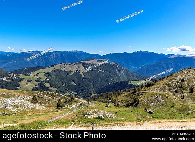 View from Monte Baldo mountain station to the mountains, Malcesine, Lake Garda, Italy, Europe
