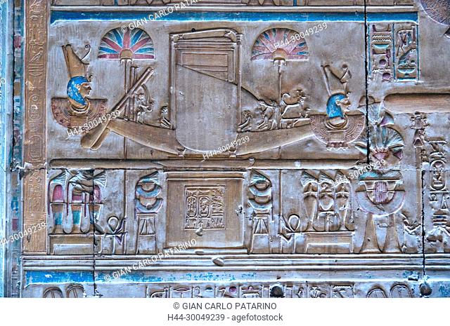 Abydos, Egypt, the mortuary temple of pharaoh Seti I, Menmaatra, (XIX° dyn. 1321-1186 B.C.) - The solar barque