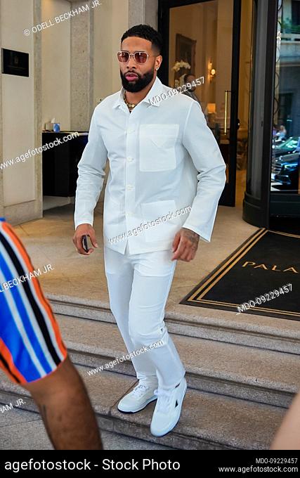 American football player Odell Beckham arriving at Palazzo Parigi, on the occasion of Milan Fashion Week Men's Collection Spring Summer 2023
