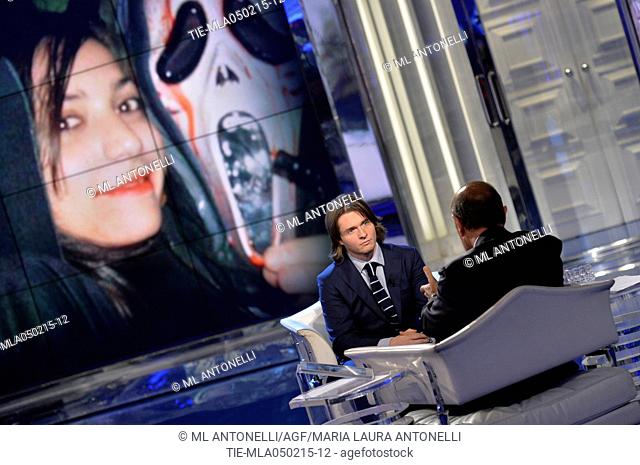 Raffaele Sollecito, accused of murder Meredith Kercher during the talk show Porta a Porta. Rome. Italy. 05/02/2015