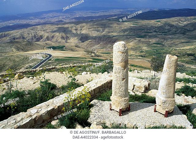 Roman milestones and views of the Holy Land, Memorial of Moses, Mount Nebo, Jordan