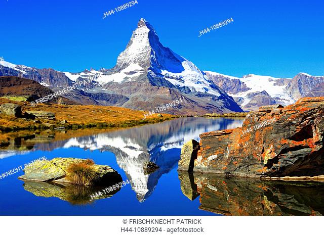 Alps, Alpine panorama, view, mountains, mountain panorama, mountain lake, peak, cliff, rock, mountains, summit, peak, autumn, scenery, Matterhorn, Mattertal