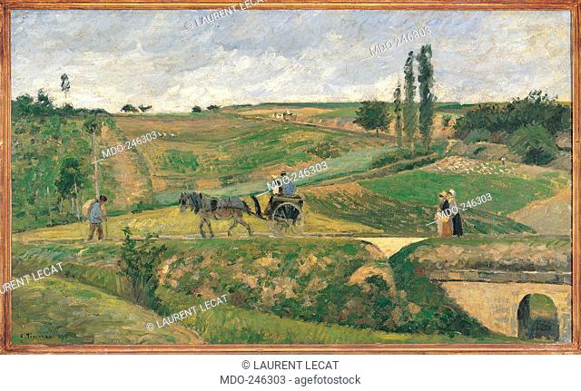Route dEnnery, by Camille Pissarro, 1874 about, 19th Century, oil on canvas, cm 55 x 92. France, Ile de France, Paris, Muse dOrsay, RF1973-19. All