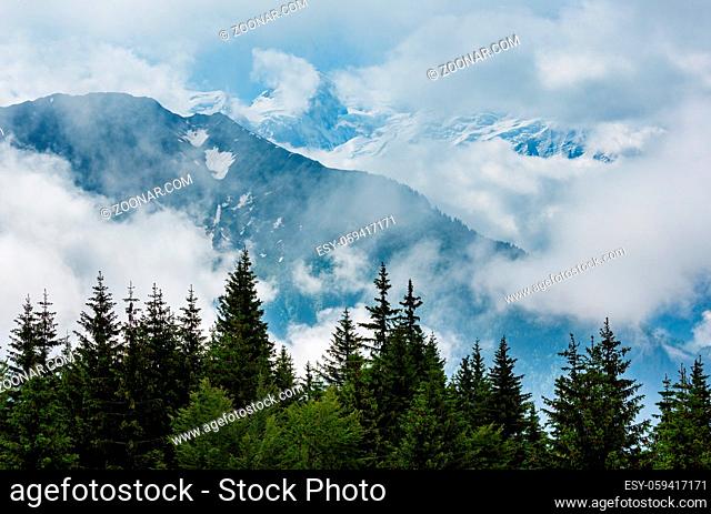 Mont Blanc mountain massif (Chamonix valley, France, view from Plaine Joux outskirts)