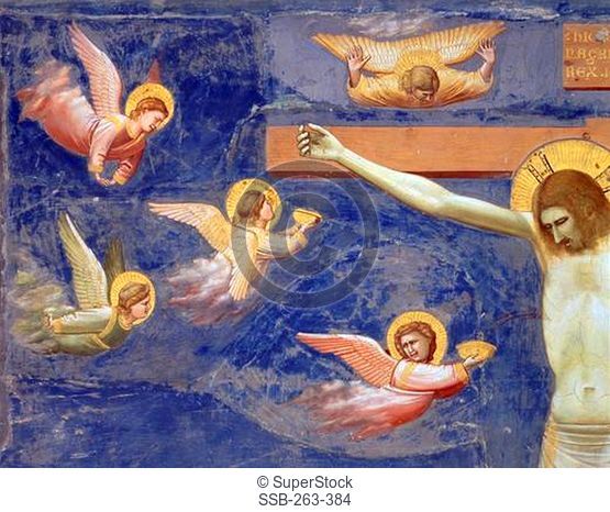 The Crucifixion - Detail c.1305 Giotto ca.1266-1337 Italian Fresco Capella Scrovegni, Padua, Italy