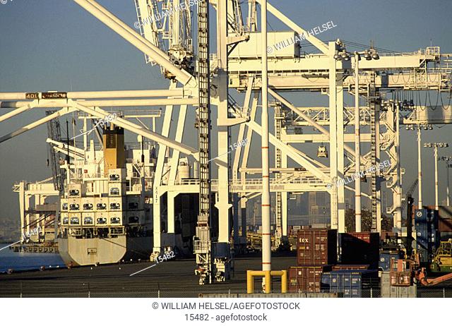 Cranes and containership. Port of Oakland. California. USA
