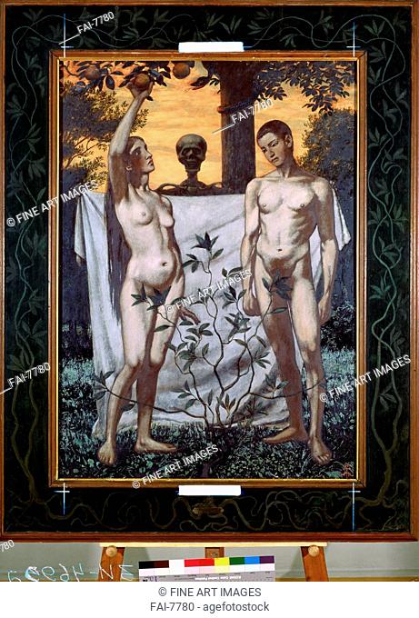 Adam and Eve. Thoma, Hans (1839-1924). Oil on canvas. Art Nouveau. 1897. State Hermitage, St. Petersburg. 110x178, 5. Painting