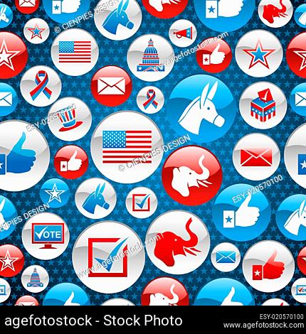 USA elections icons glossy buttons pattern