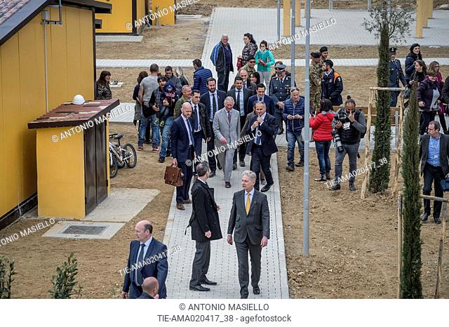 Prince Charles, Prince of Wales during their visit to earthquake zone in Amatrice, Italy on April 2, 2017
