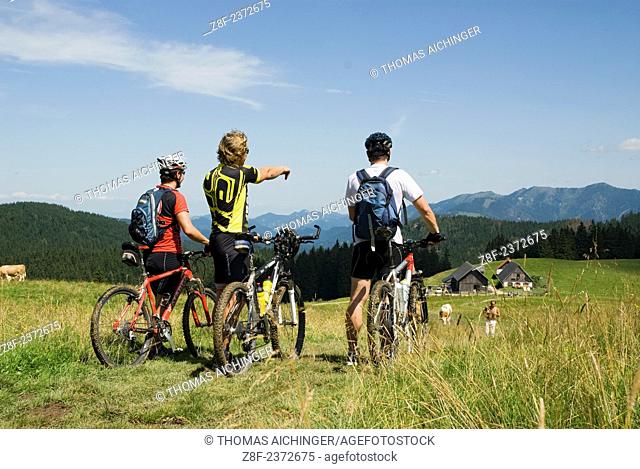 Mountain biking in Lime Alps National Park, Upperaustria, Austria