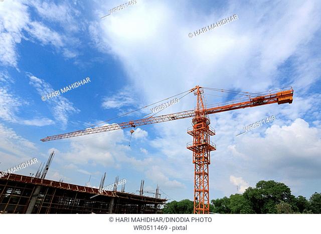 Crane in pragati maidan , Delhi , India