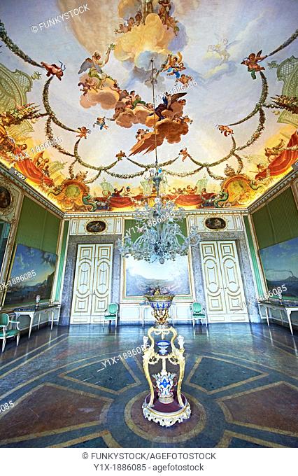 The Room of Spring - Frescoed by Sicilian painter Antonio de Dominici with an allegory of spring The Kings of Naples Royal Palace of Caserta