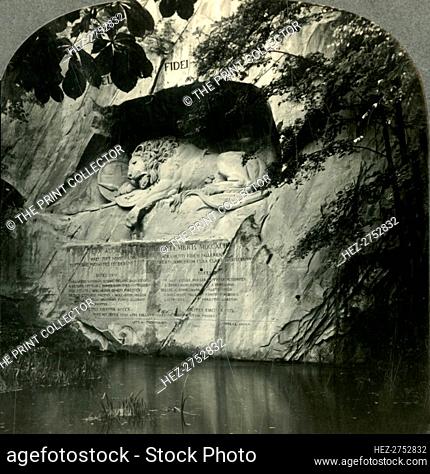 'The Lion of Lucerne, a Memorial Statue in Living Stone, Switzerland', c1930s. Creator: Unknown