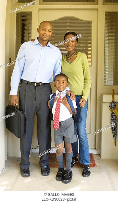 Portrait of an African Family outside their House  Cape Town, Western Cape Province, South Africa
