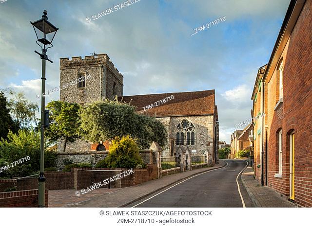 Summer evening at St John's church, the oldest one in Winchester, Hampshire, England