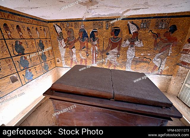 Illustration picture shows a visit to the Tomb of Tutankhamon, on the second day of a royal visit to Egypt, from 14 to 16 March, in the Valley of the Kings