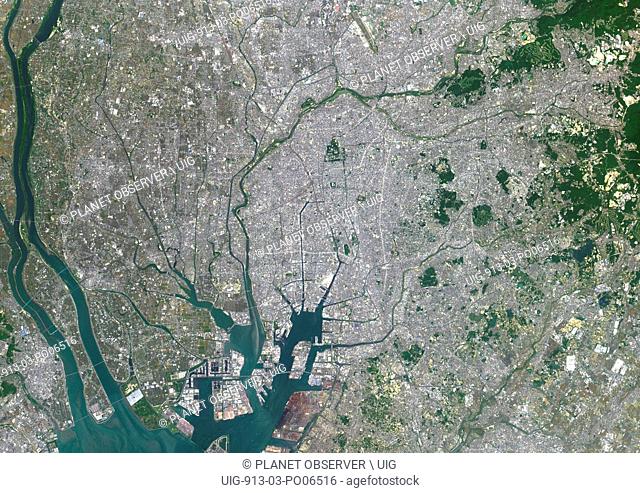 Colour satellite image of Nagoya, Japan. Image taken on May 29, 2014 with Landsat 8 data