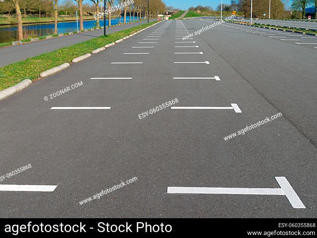 empty parking lot at a football stadium