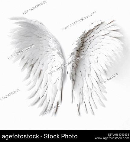Abstract ethereal wings isolated on white, conveying a sense of spirituality and magic. AI Generative