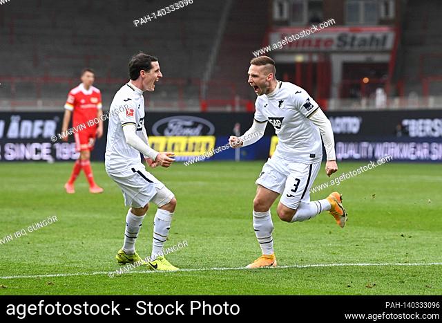 jubilation about the 2-1 which is subsequently revoked after video evidence: Sebastian Rudy (Hoffenheim) with goalschuetze Pavel Kaderabek (Hoffenheim)