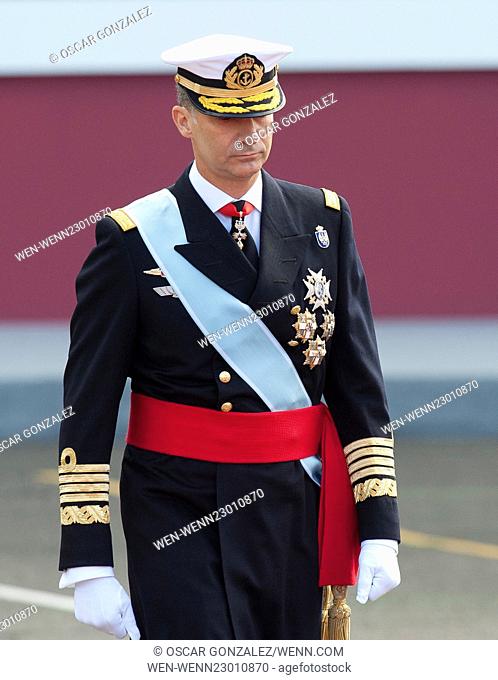 The Spanish Royal family and members of Spanish Parliament attend Spain's National Day parade in Madrid Featuring: King Felipe VI Where: Madrid