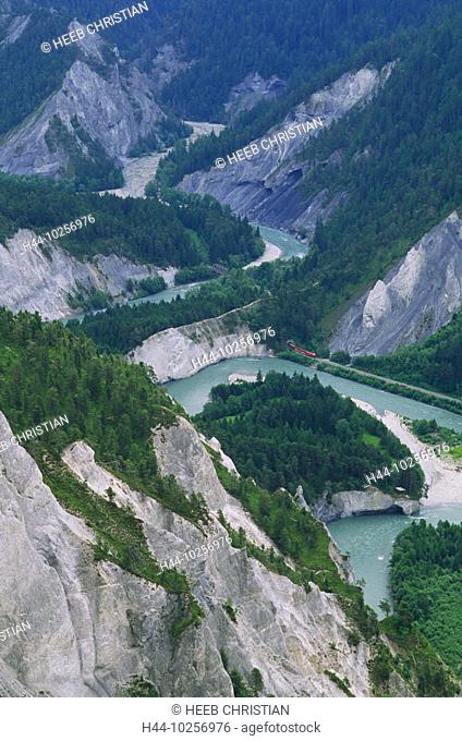 10256976, Rhine gulch, Ruinaulta, rock slope, river, flow, Graubünden, Grisons, scenery, Switzerland, Europe, valley, Vorderrh