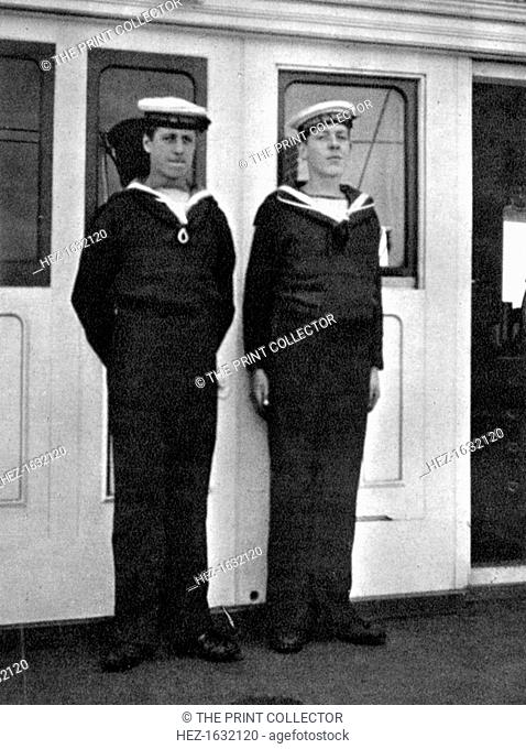 Two ship's boys on the royal yacht Victoria and Albert III, 1908. From Queen Alexandra's Christmas Gift Book, Photographs from My Camera, by Queen Alexandra