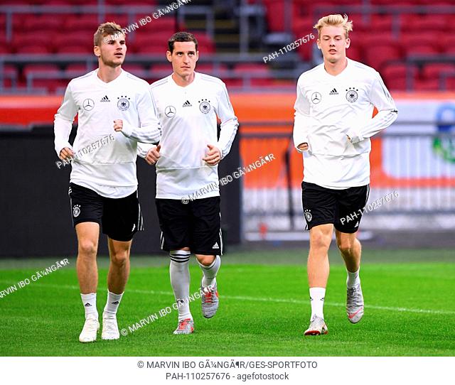 left to right Timo Werner (Germany), Sebastian Rudy (Germany), Julian Brandt (Germany). GES / Football / Nations League: Final training of the German national...