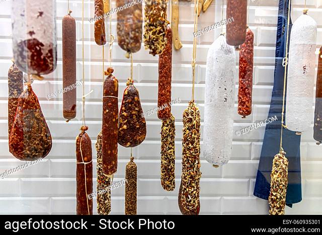 Sausage in a shop window