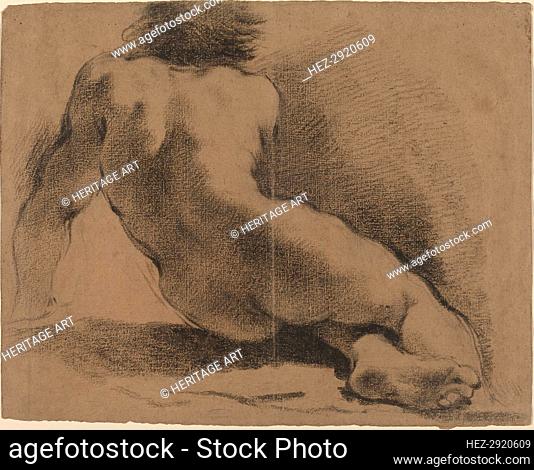 Seated Nude Boy Seen from the Back. Creator: Guercino