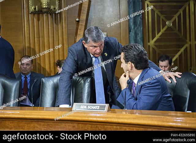 United States Senator Joe Manchin III (Democrat of West Virginia) and United States Senator Brian Schatz (Democrat of Hawaii) at a Senate Appropriations Hearing...