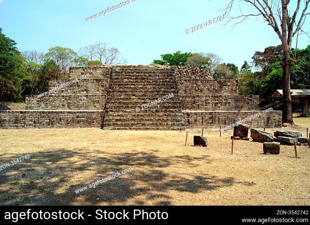 Old stone pyramid in Copan, Honduras