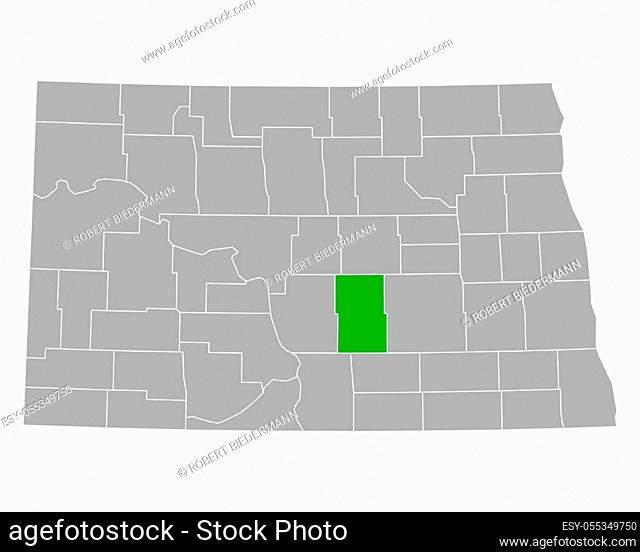Map of Kidder in North Dakota