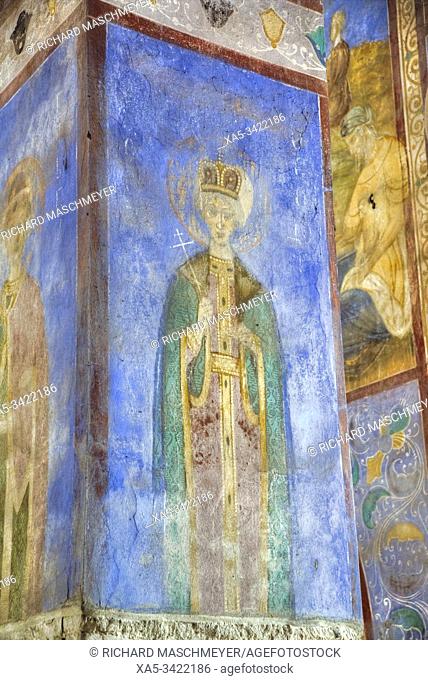 Frescoes, Church of the Nativity of the Virgin (1158), UNESCO World Heritage Site, north of Vladimir, Russia