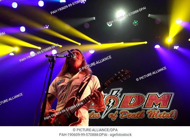 08 June 2019, Bavaria, Nuremberg: Jesse Hughes, singer of the US-American rock band Eagles of Death Metal, is on stage at the open-air festival ""Rock im Park""