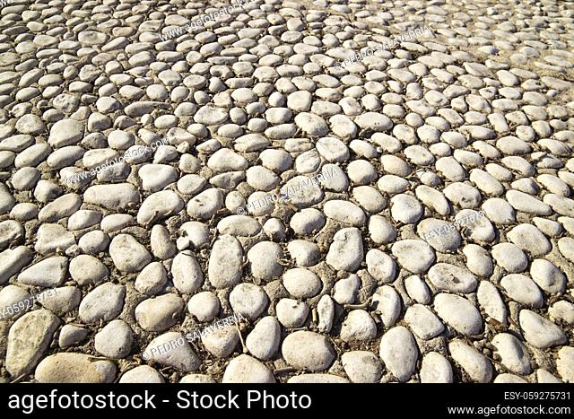 Floor of a street with stone tiles