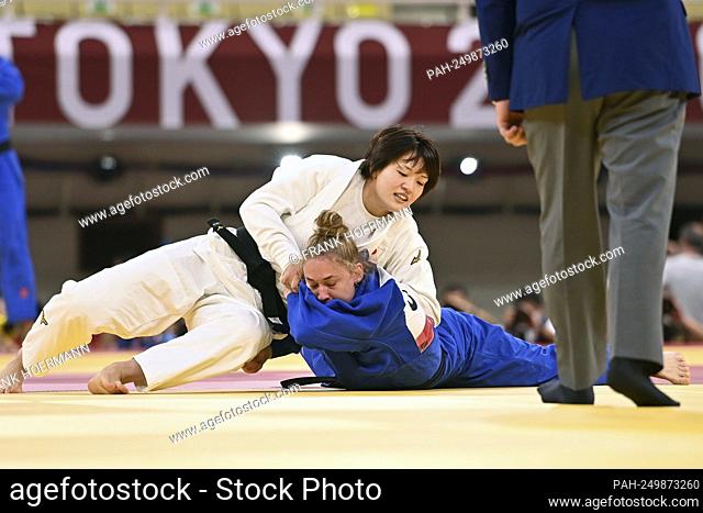 Giovanna SCOCCIMARRO (GER) in the last sixteen versus Chizuru ARAI (JPN). Judo, women, women -70 kg, elimination round on July 28th, 2021, Nippon Budokan