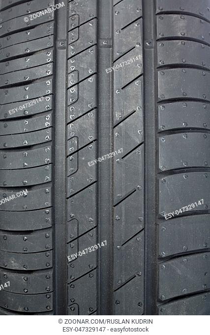 Tread tire for a car close-up