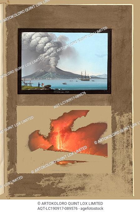 Cenere of 1794 - Eruption of 1794, Vesuvius around 1794 with large eruption (below), copperplate engraving, hand colored, to p