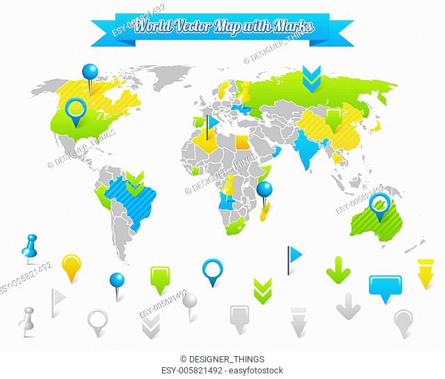 World Vector Map with Marks