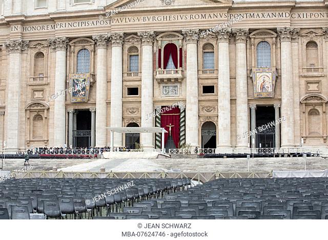 Vatican, St. Peter's Square, preparations for Easter 2018
