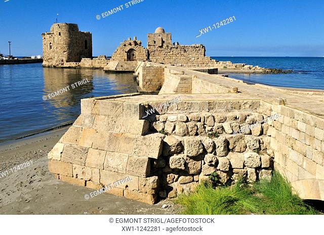 historic Crusader castle at Sidon, Saida, Lebanon, Middle East, West Asia