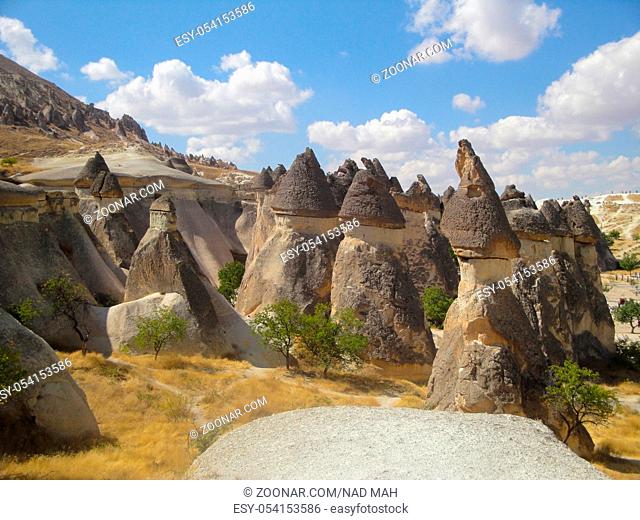 Cappadocia landscape, sandstone rocks in Turkey -